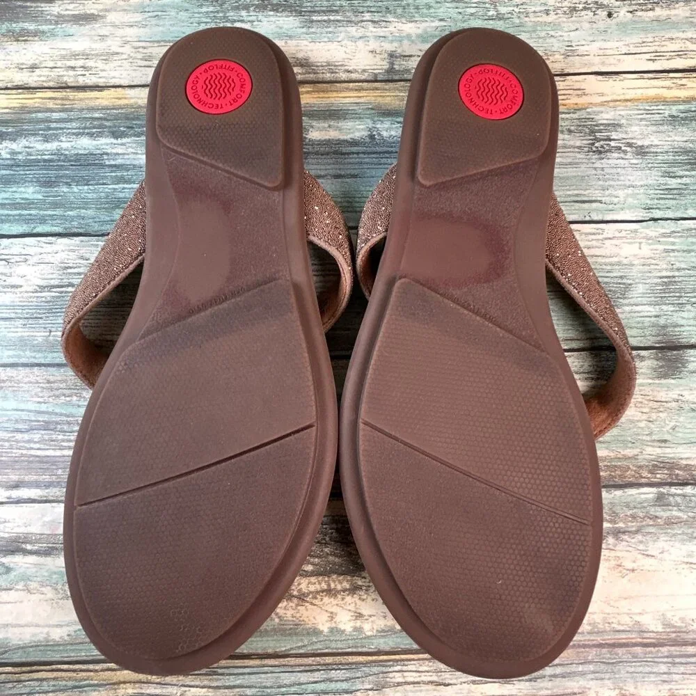 Fitflop Flip Flop Sandals Womens Size 10 Brown Casual Thongs Shimmery